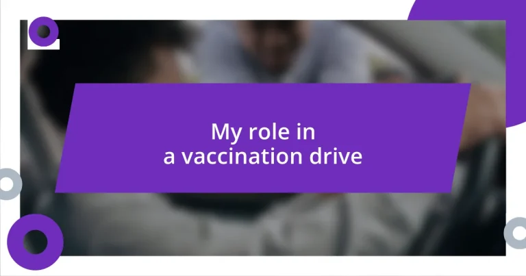 My role in a vaccination drive